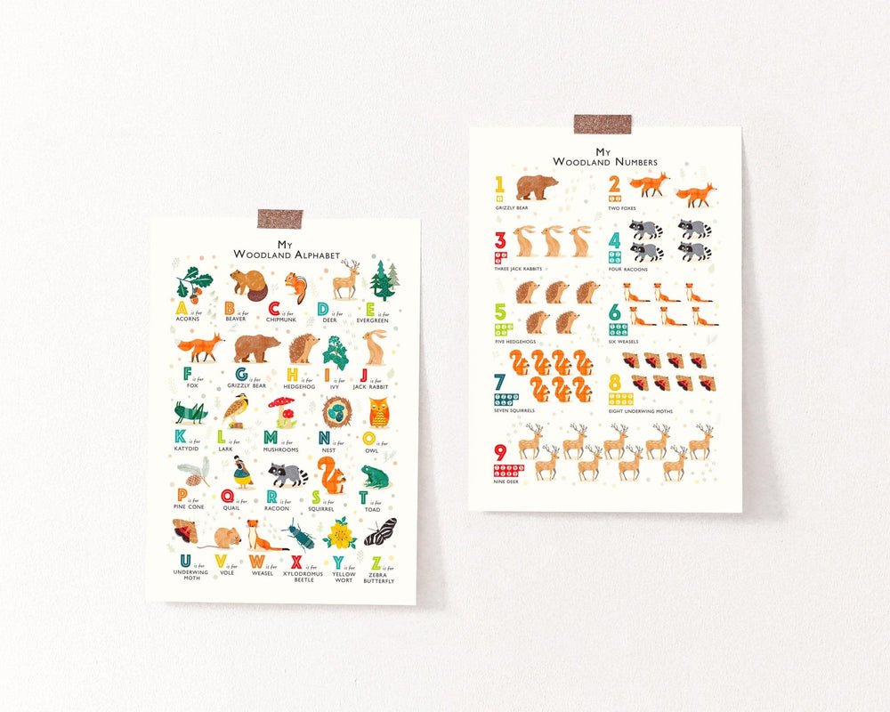Woodland Alphabet Print Set - PaperPaintPixels