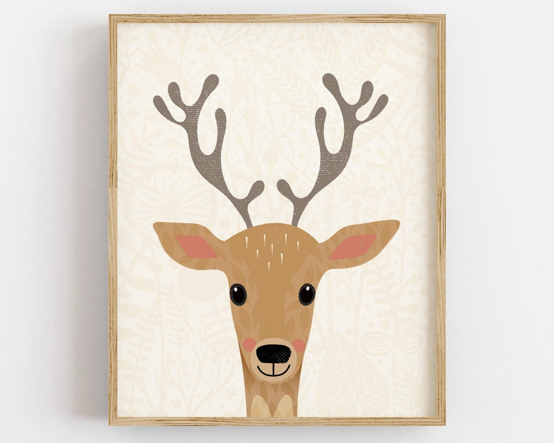 Woodland Animals Deer Nursery Print - PaperPaintPixels