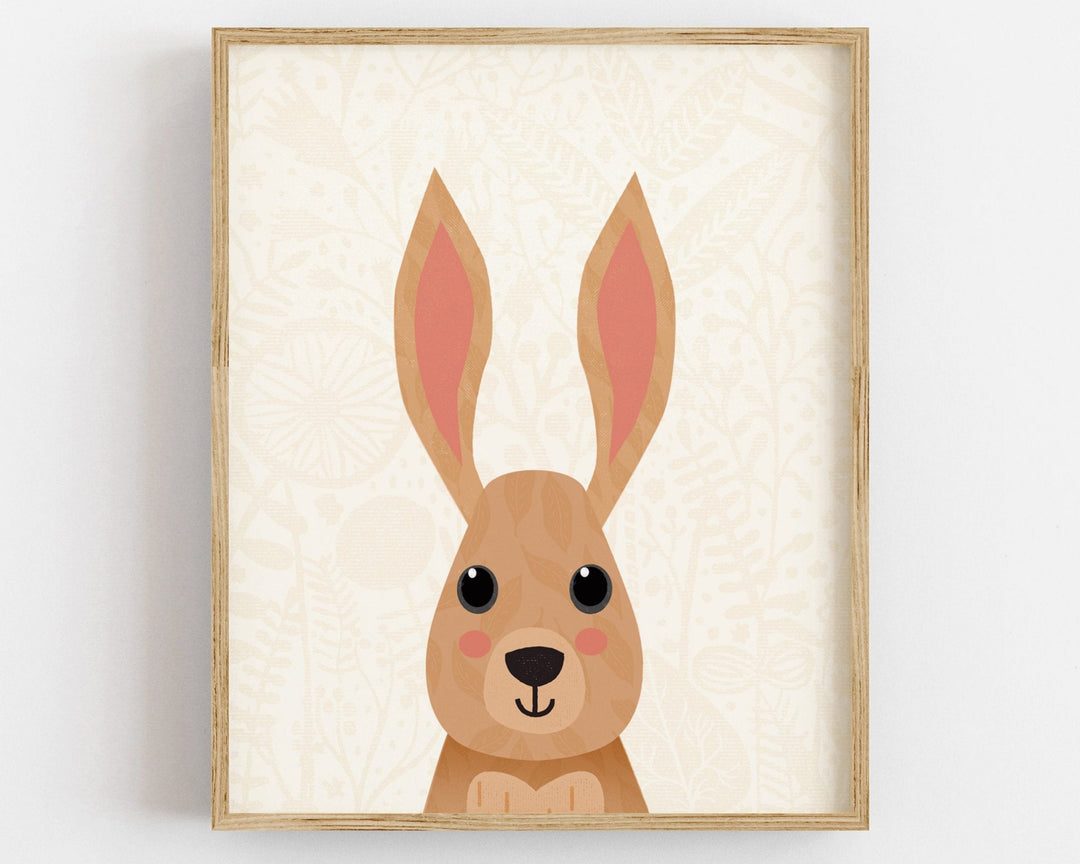 Woodland Animals Rabbit Nursery Print - PaperPaintPixels