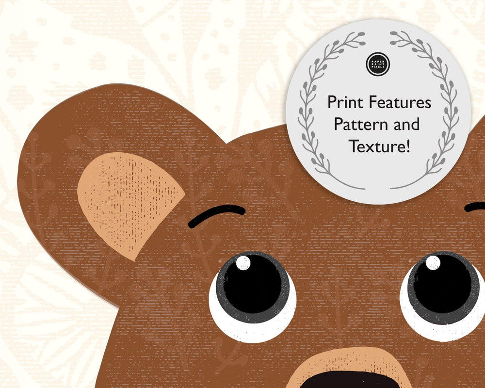 Woodland Bear Nursery Print - PaperPaintPixels