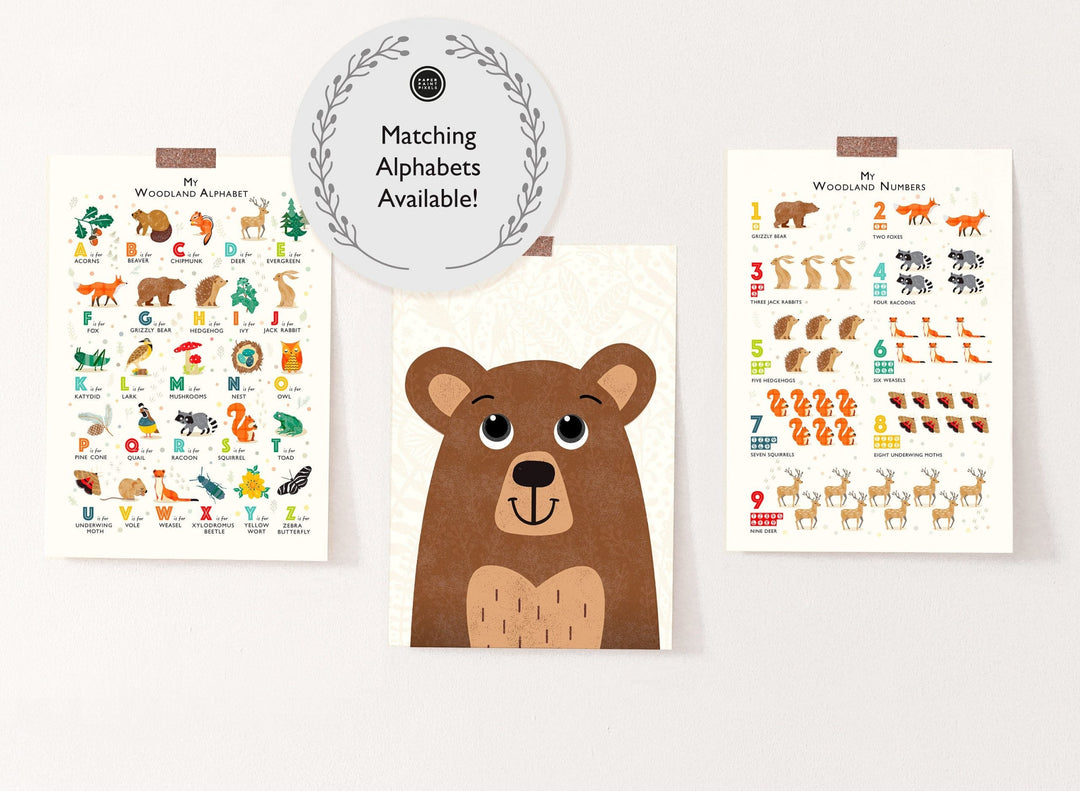 Woodland Bear Nursery Print - PaperPaintPixels