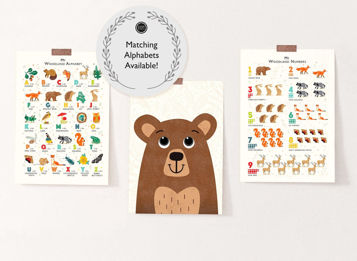 Woodland Bear Nursery Print - PaperPaintPixels