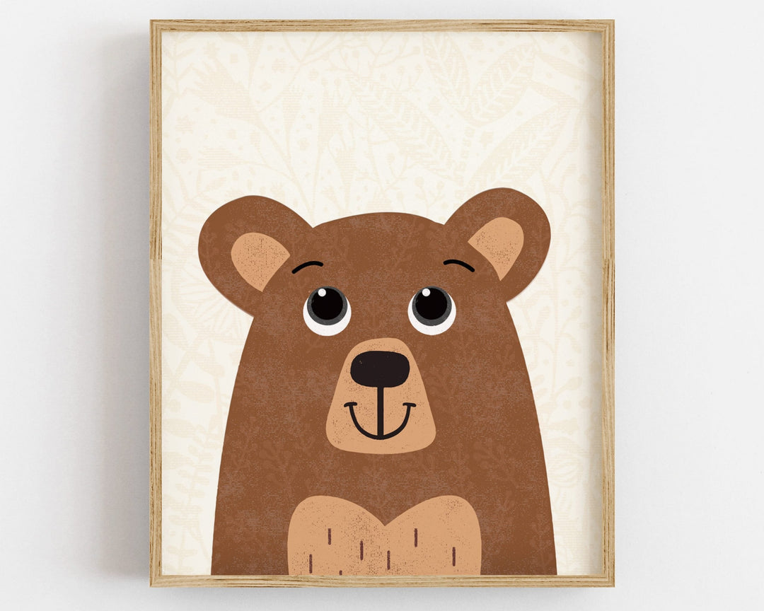 Woodland Bear Nursery Print - PaperPaintPixels