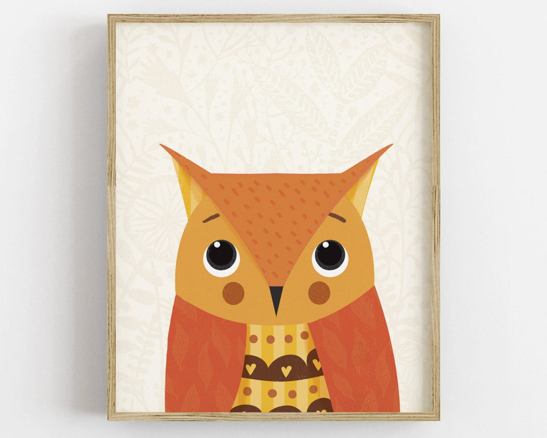 Woodland Owl Nursery Print - PaperPaintPixels