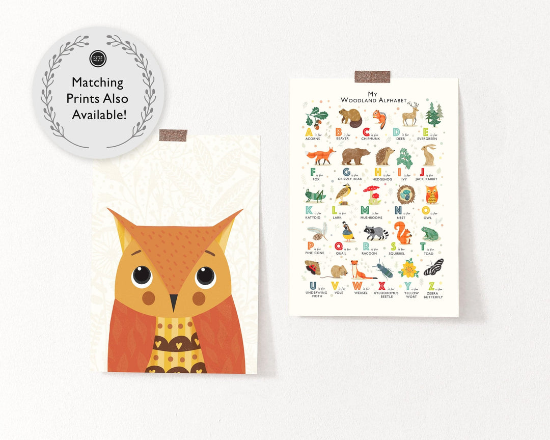 Woodland Owl Nursery Print - PaperPaintPixels