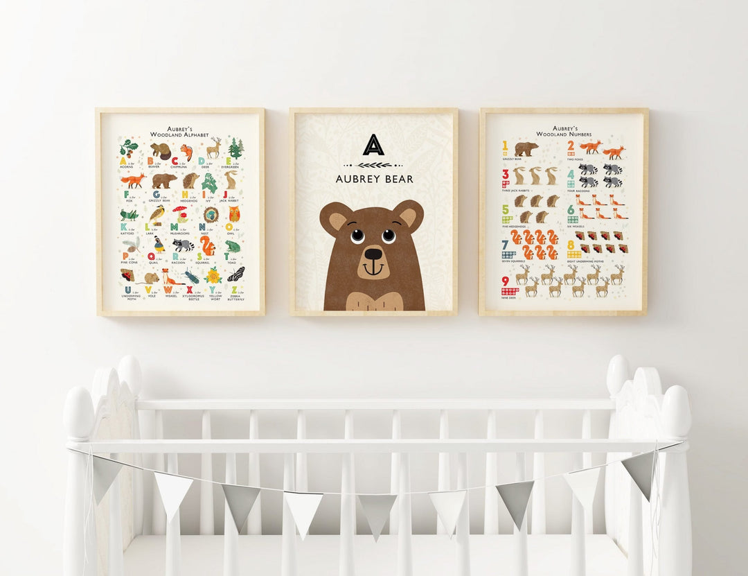 Woodland Personalised Animals Print Set - PaperPaintPixels