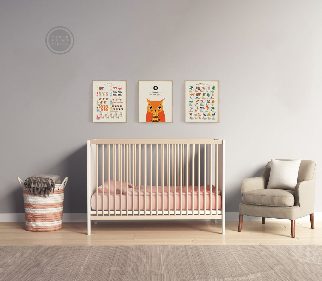 Woodland Personalised Animals Print Set - PaperPaintPixels