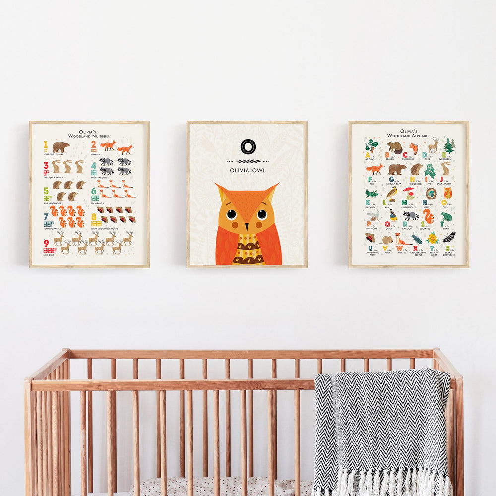 Woodland Personalised Animals Print Set - PaperPaintPixels