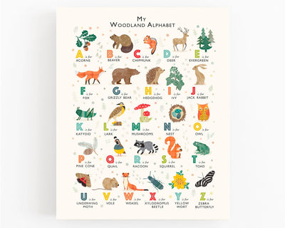 Woodland Alphabet Print- US Dispatch - PaperPaintPixels