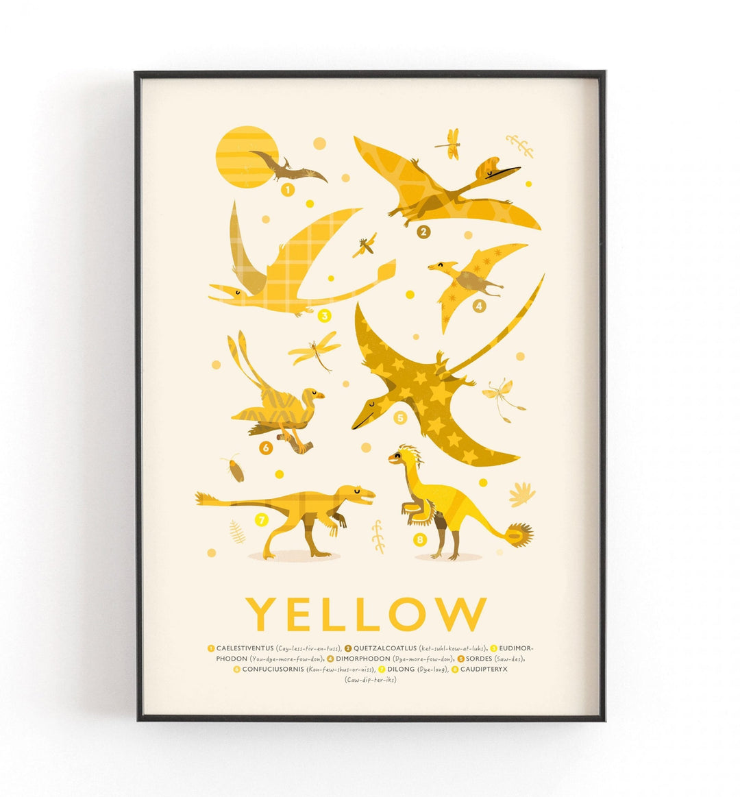 Yellow Colours Dinosaur Print - PaperPaintPixels