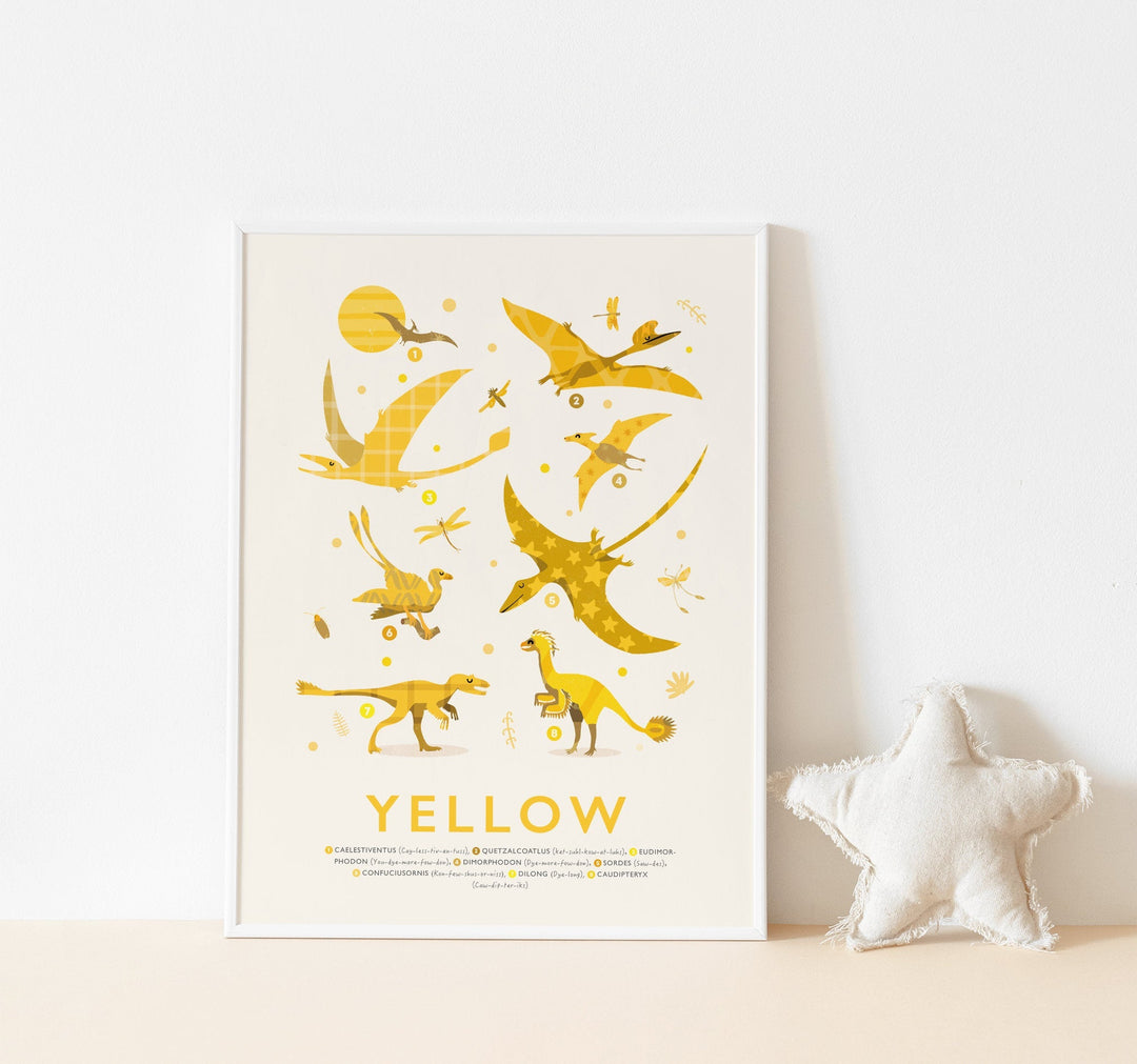 Yellow Colours Dinosaur Print - PaperPaintPixels