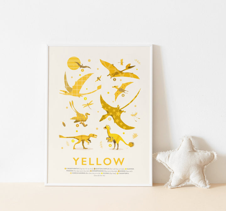 Yellow Colours Dinosaur Print - PaperPaintPixels