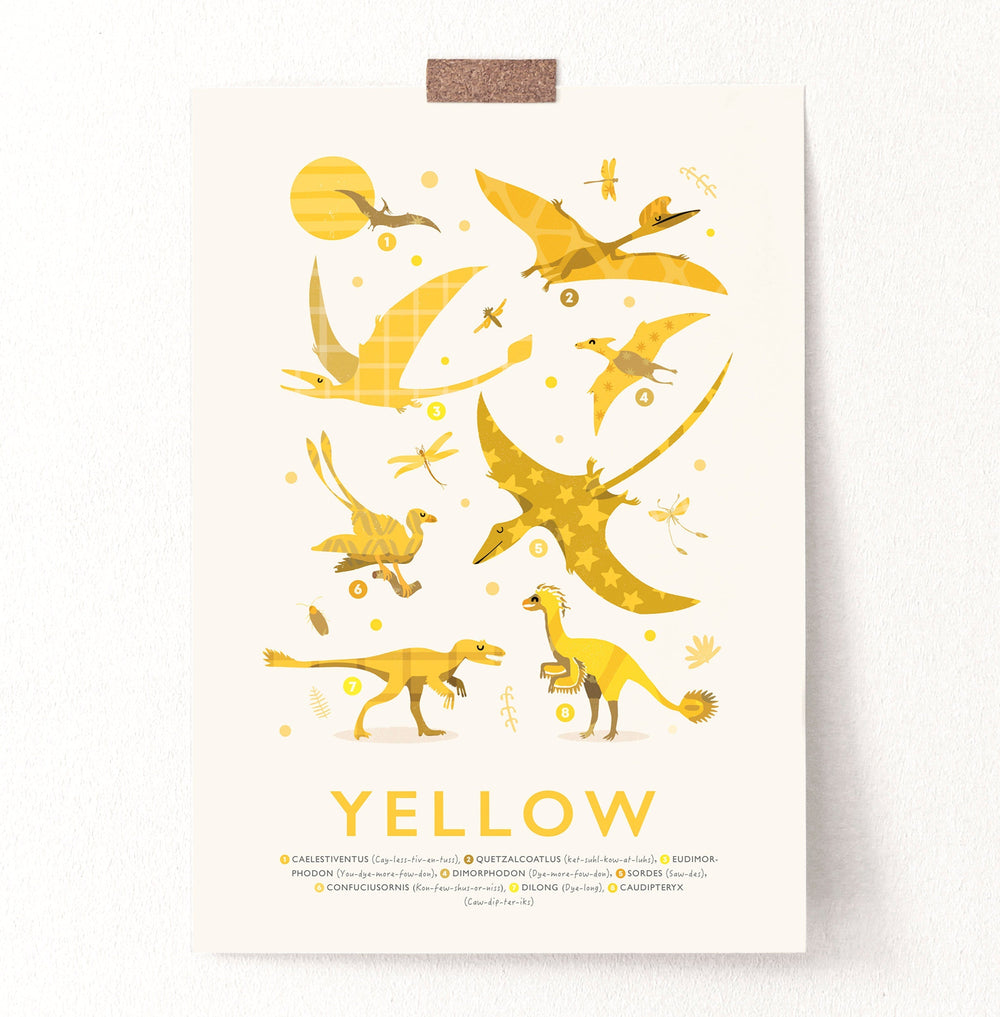 Yellow Colours Dinosaur Print - PaperPaintPixels