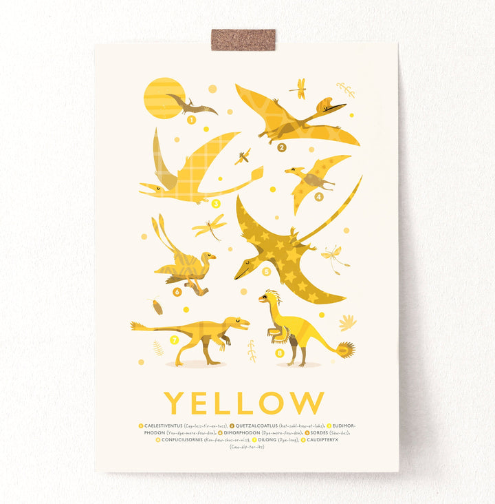 Yellow Colours Dinosaur Print - PaperPaintPixels