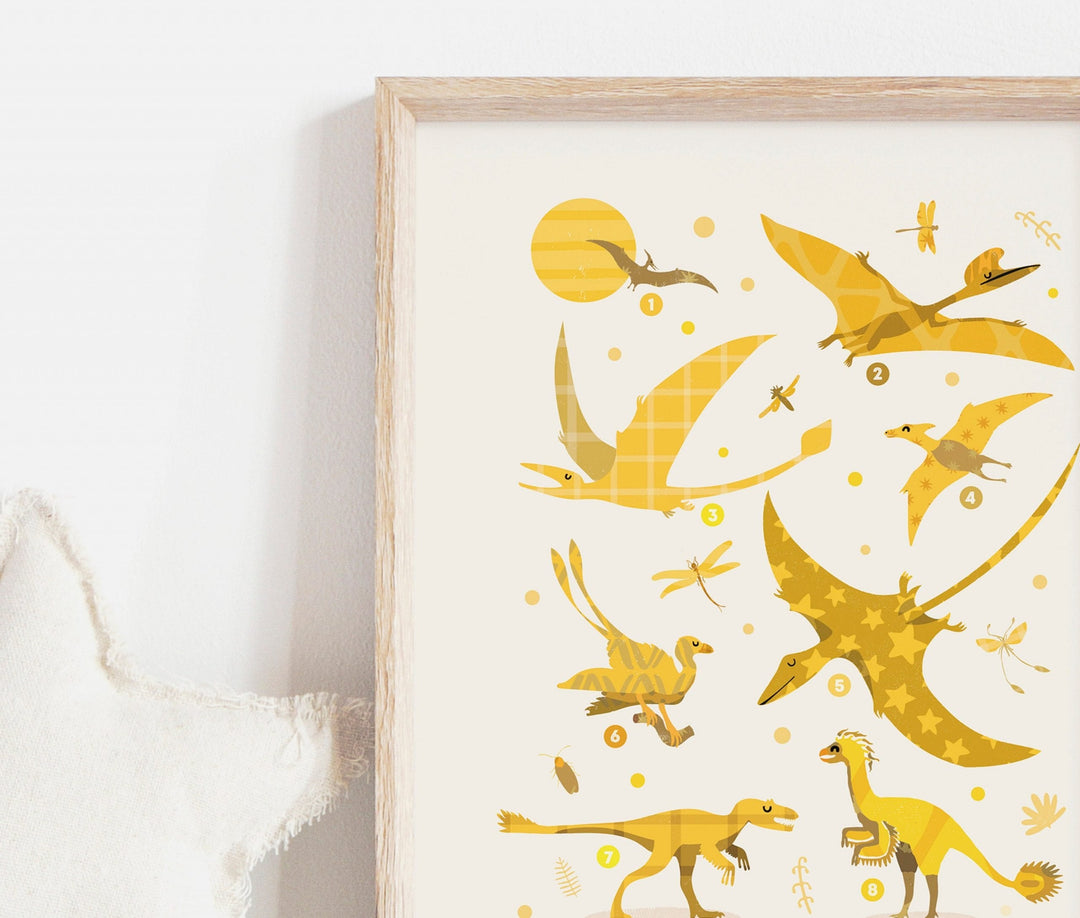 Yellow Colours Dinosaur Print - PaperPaintPixels