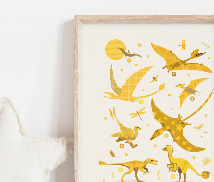 Yellow Colours Dinosaur Print - PaperPaintPixels