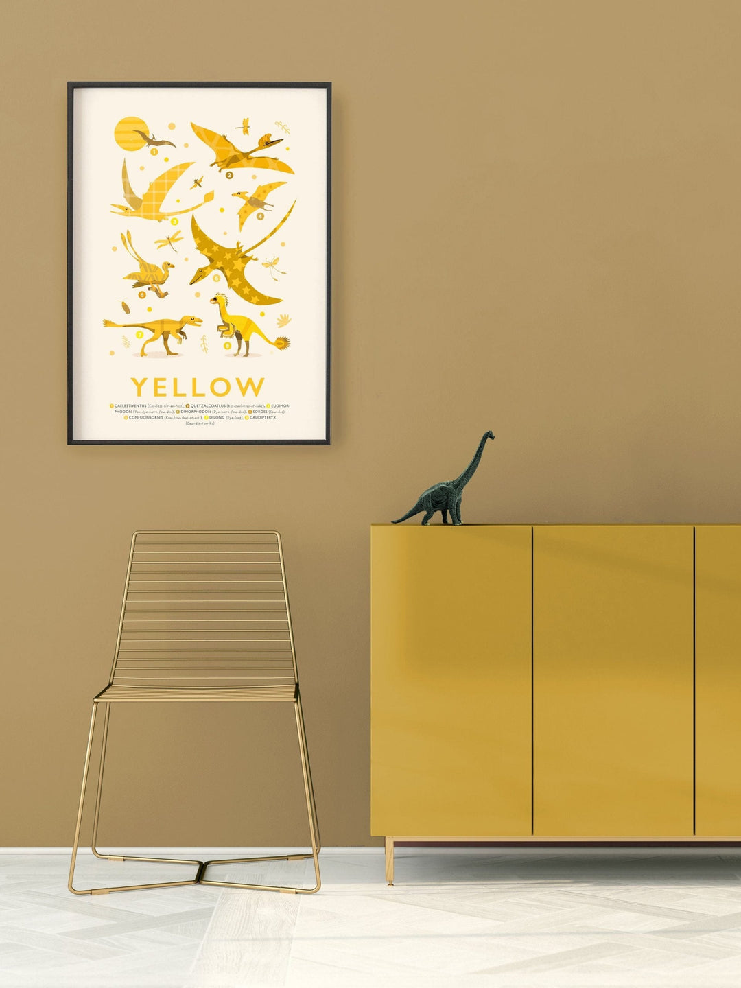 Yellow Colours Dinosaur Print - PaperPaintPixels